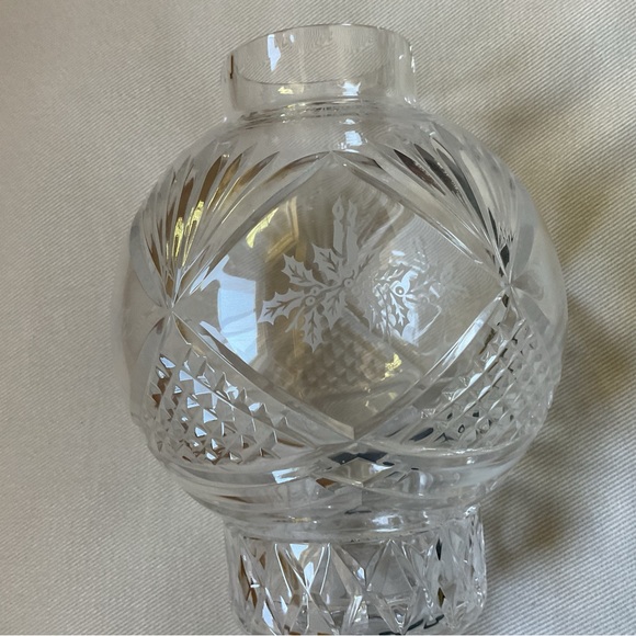 Royal Doulton Crystal Hurricane Candle Holder 2pc Christmas Design - Picture 4 of 12